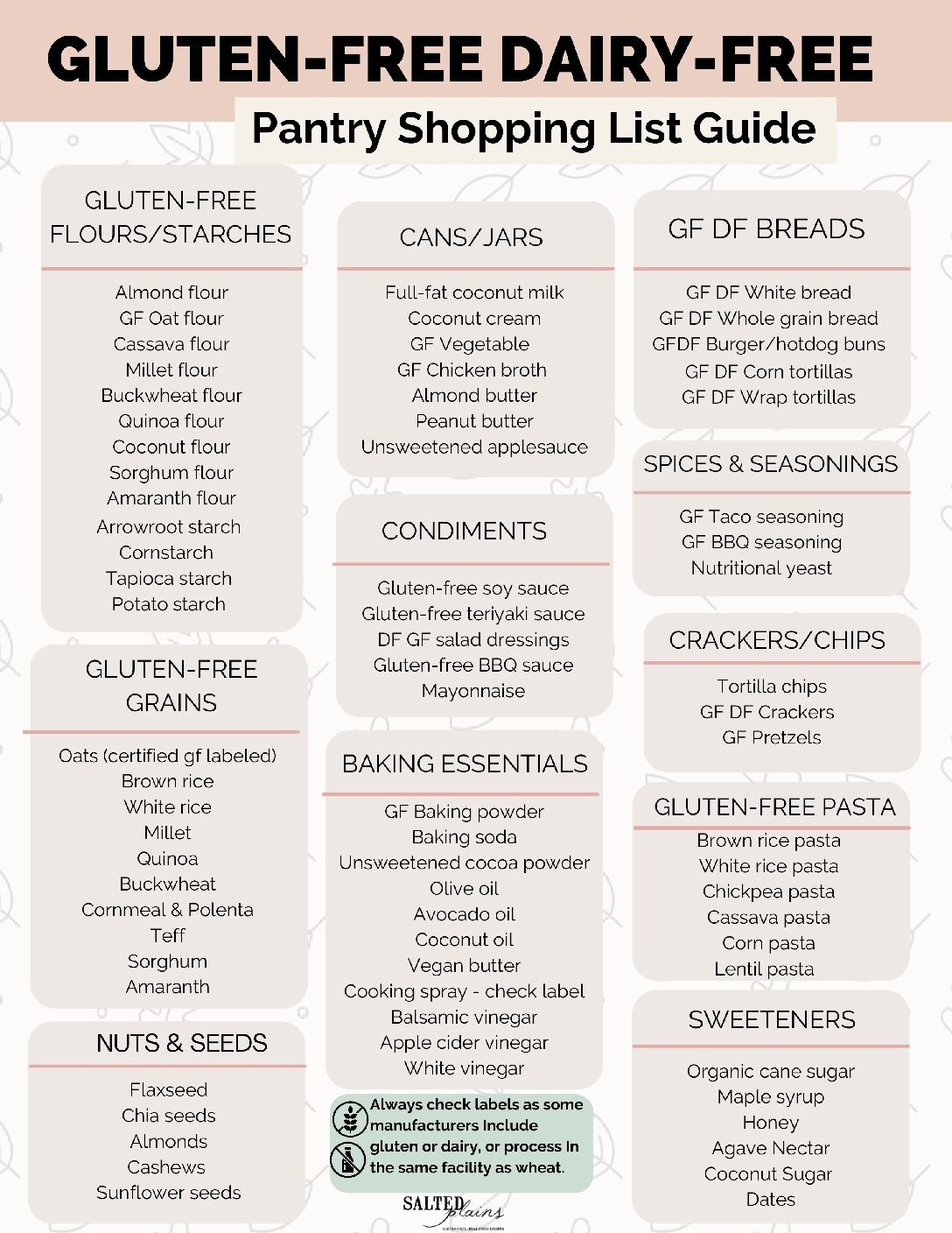 Stocking A Gluten Free Dairy Free Pantry And Shopping List Salted Plains