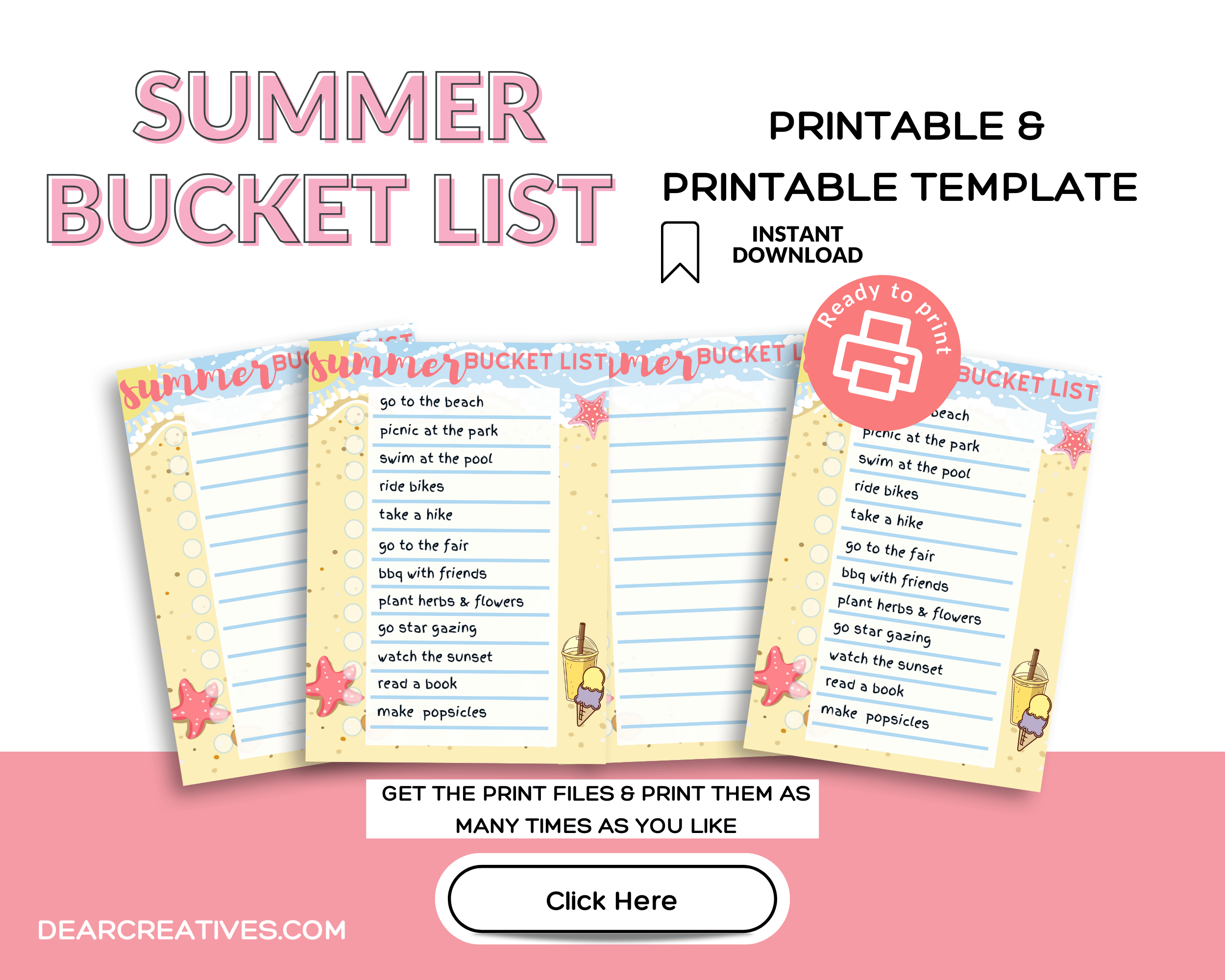 Cute Printable Bucket List Template