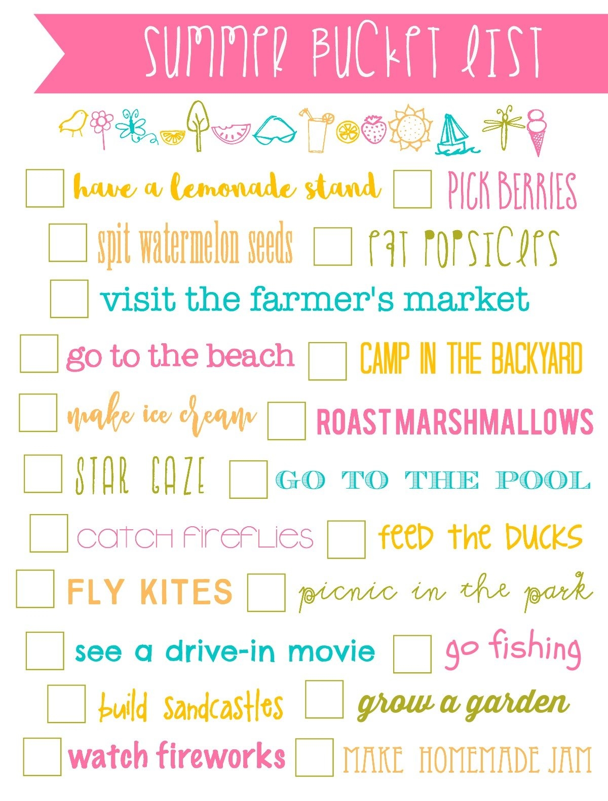 Summer Bucket List Printable Old Salt Farm