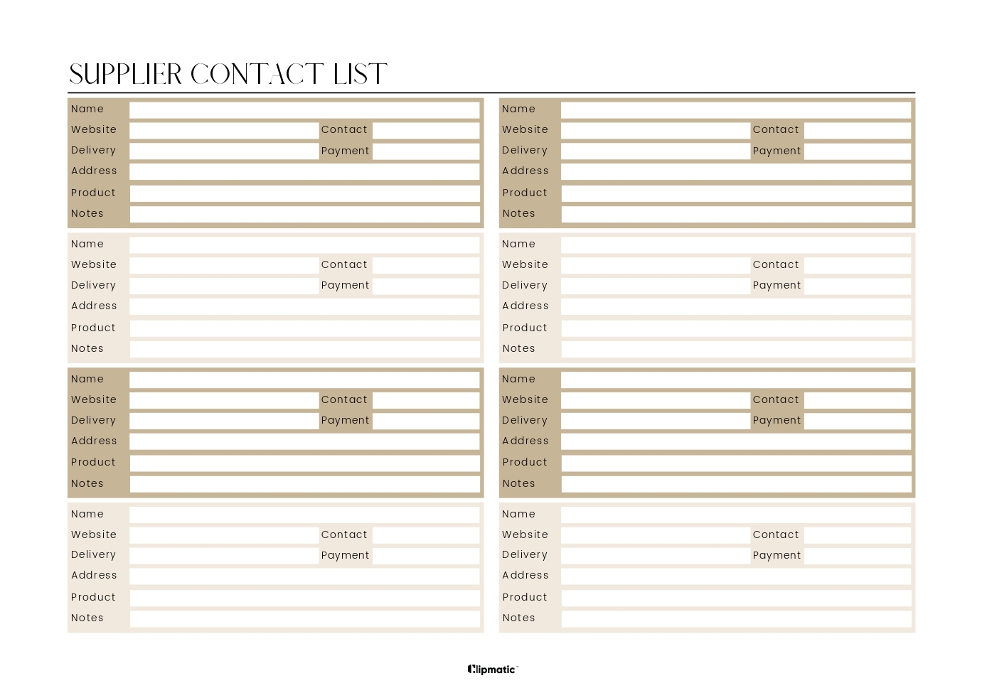 Supplier Contact List Clipmatic Supplier Contact List Clipmatic