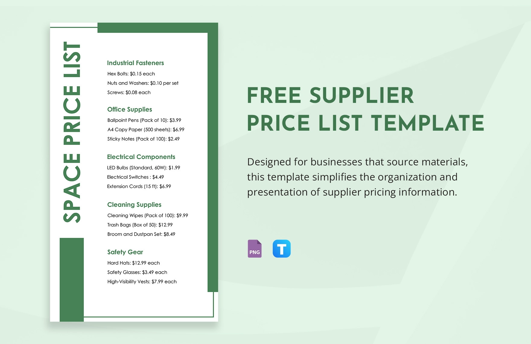 Electrical Price List Template