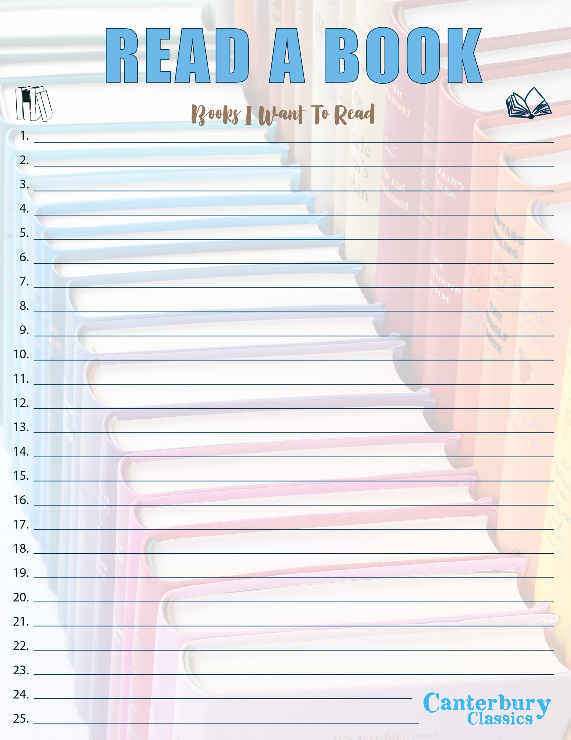 TBR List Template Canterbury Classics