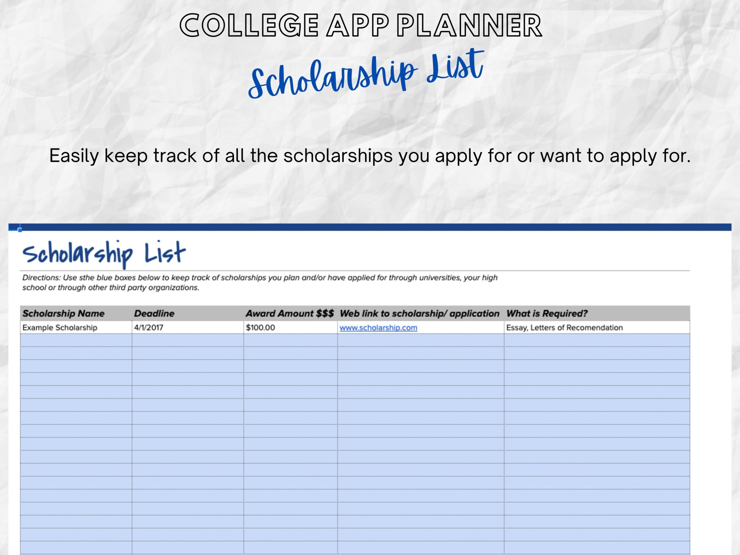 The SMART College Application Tracker College Admissions 