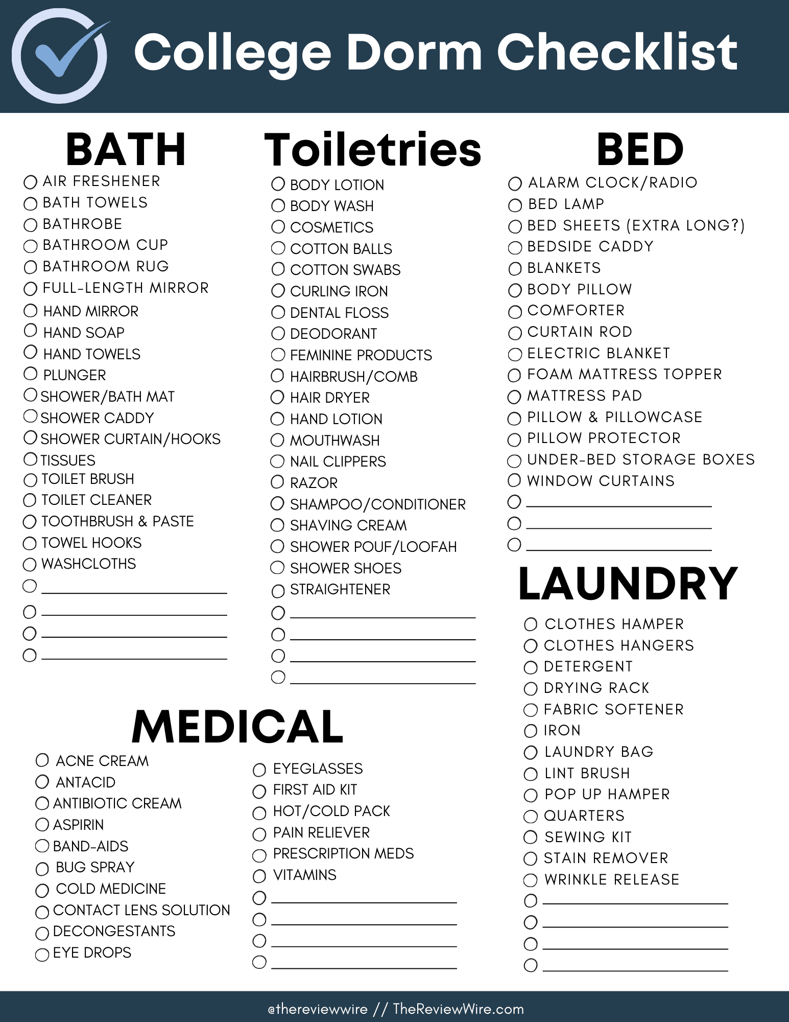 The Ultimate College Packing Checklist Free Printable Worksheets Library
