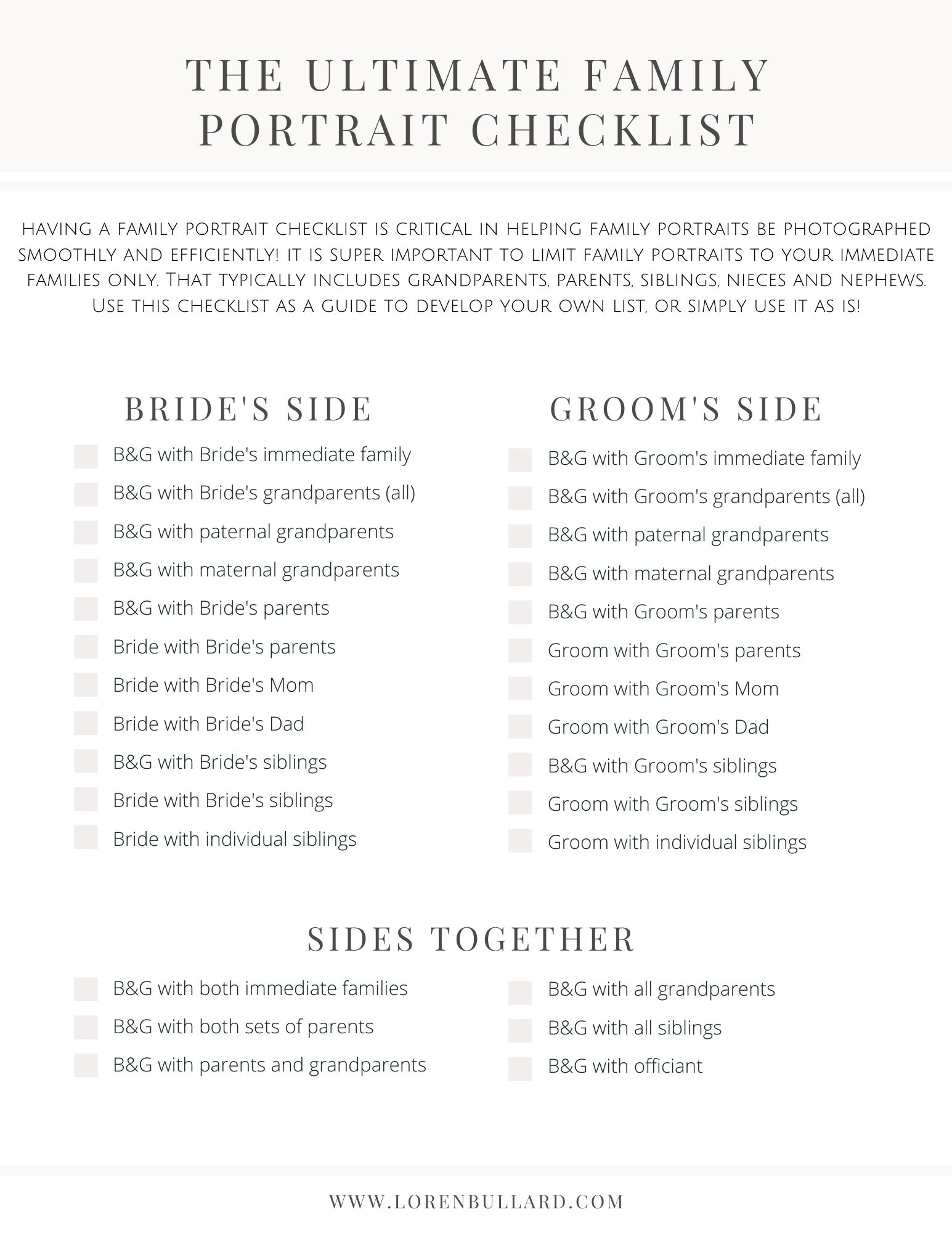 THE WEDDING DAY FAMILY PORTRAIT TIPS U0026 CHECKLIST Lorenbullard