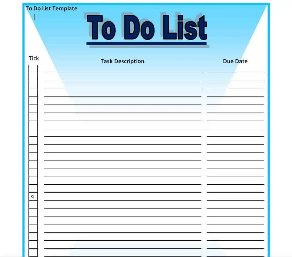To Do List Word Template To Do List Word Template