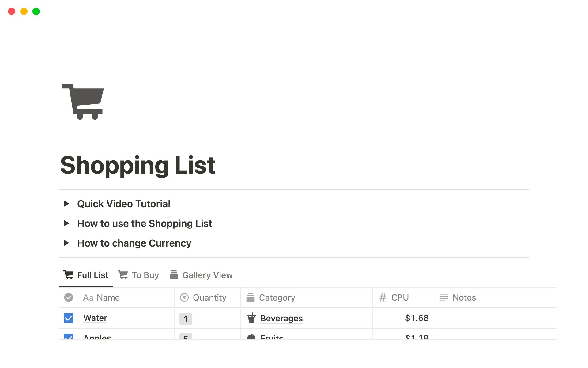 Top Free Shopping List Templates Notion Template Marketplace