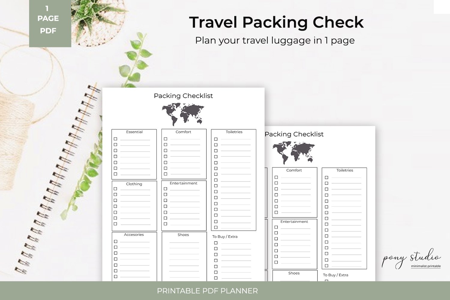 Travel Packing List Template A4 PDF Printable 291012 