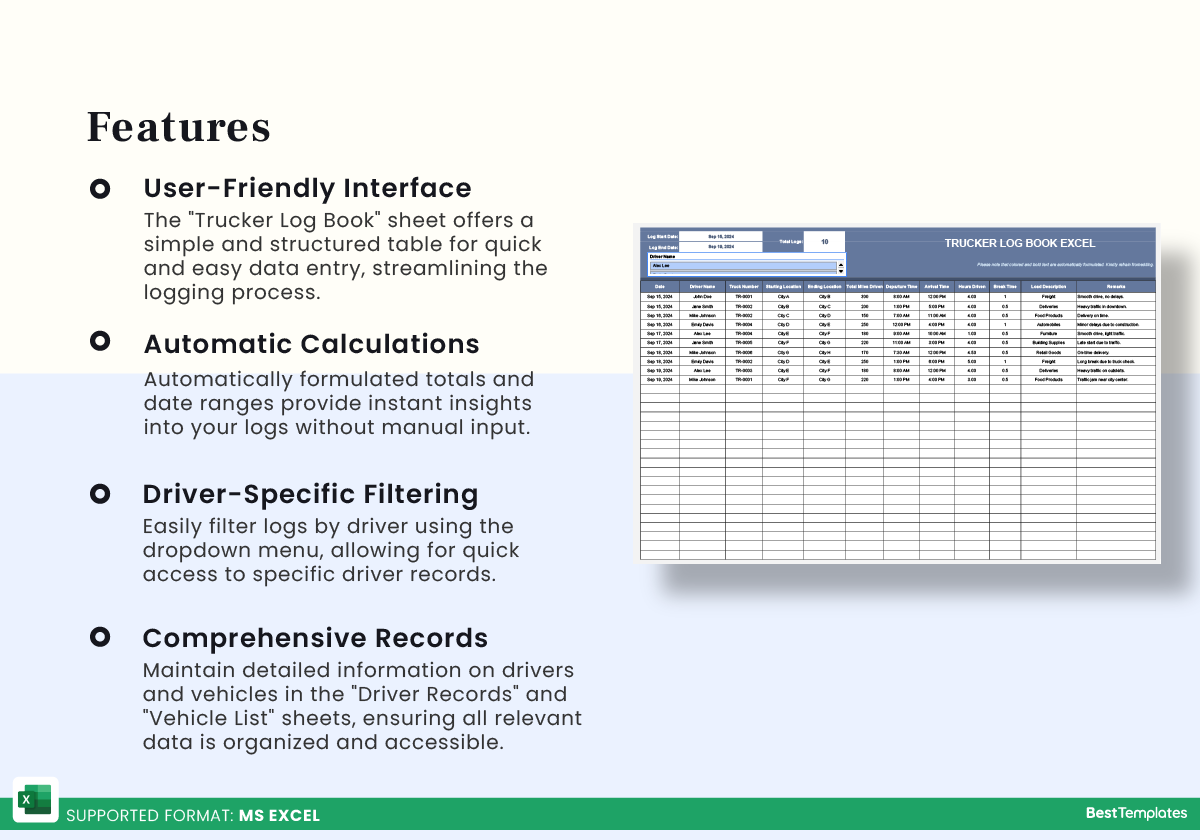 Trucker Log Book Excel Template Best Templates