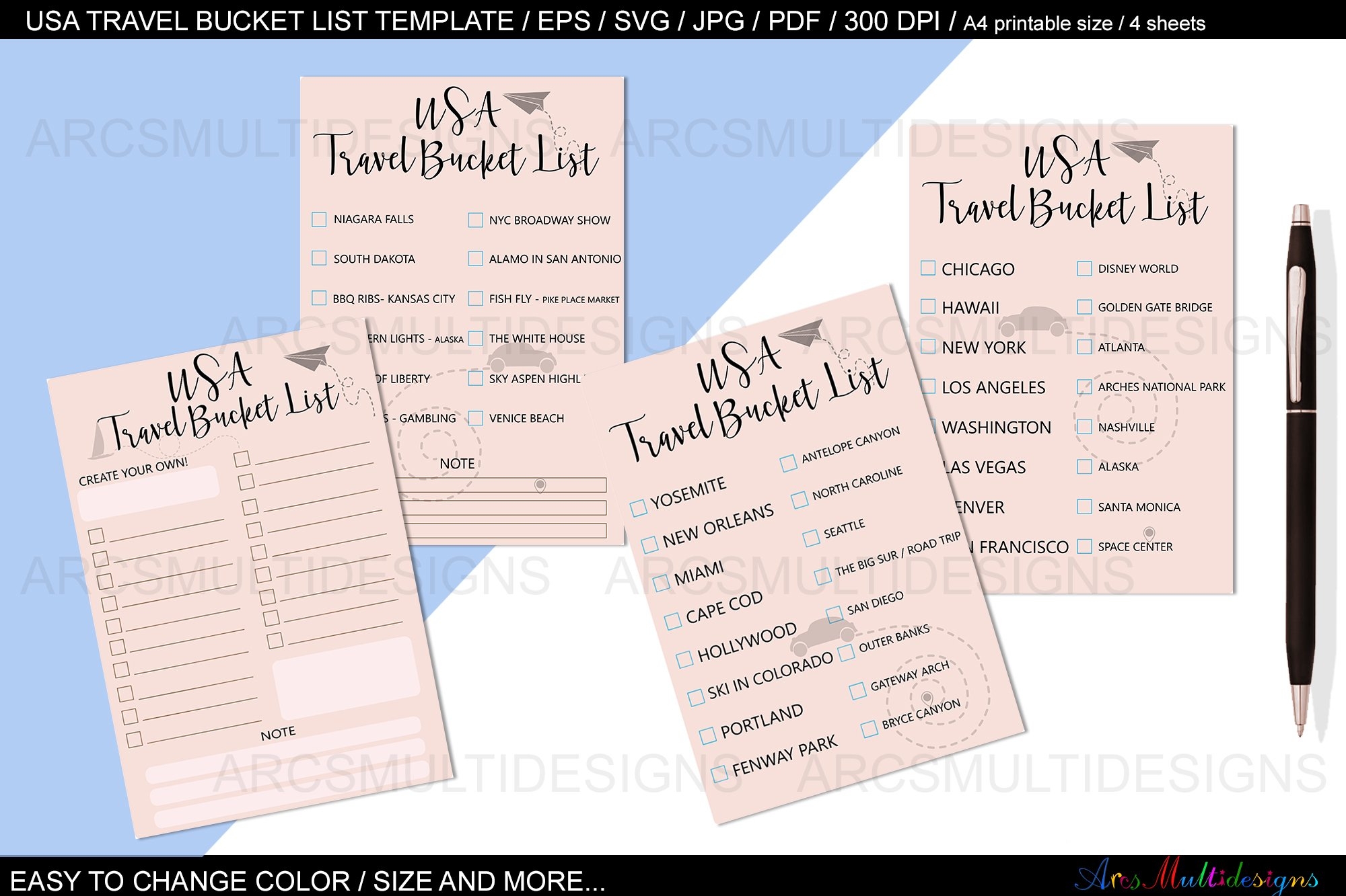 United States Travel Bucket List Template