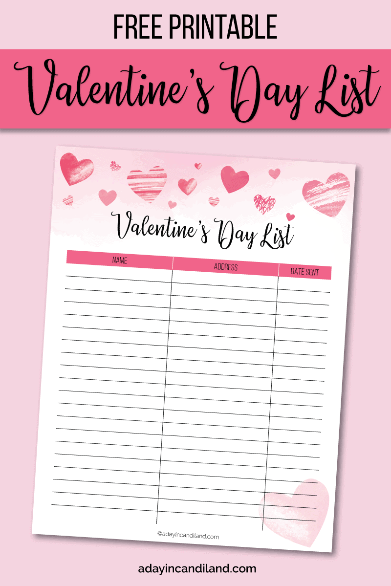 Valentines Day Gift List Printable A Day In Candiland