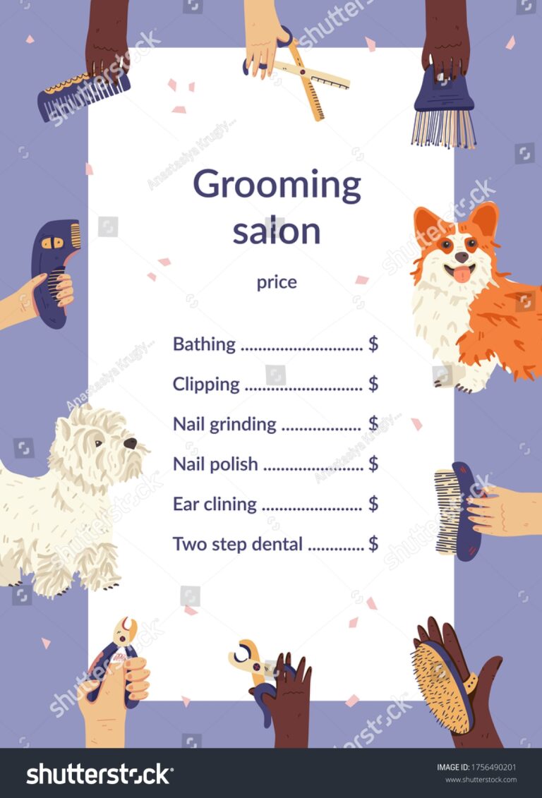 Vektor Stok Grooming Salon Price List Template Flat Tanpa Royalti 1756490201 Shutterstock