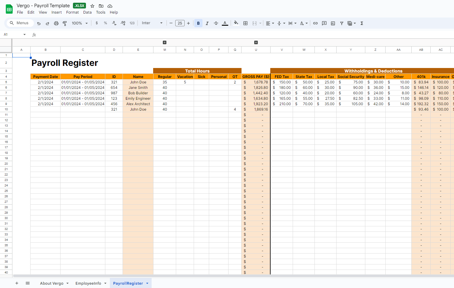 Materials List Template