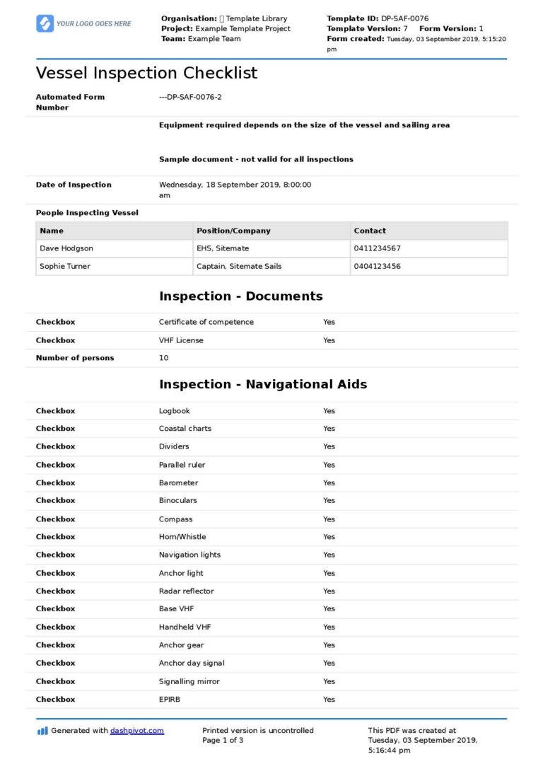 Vessel Inspection Checklist Smarter Than PDF