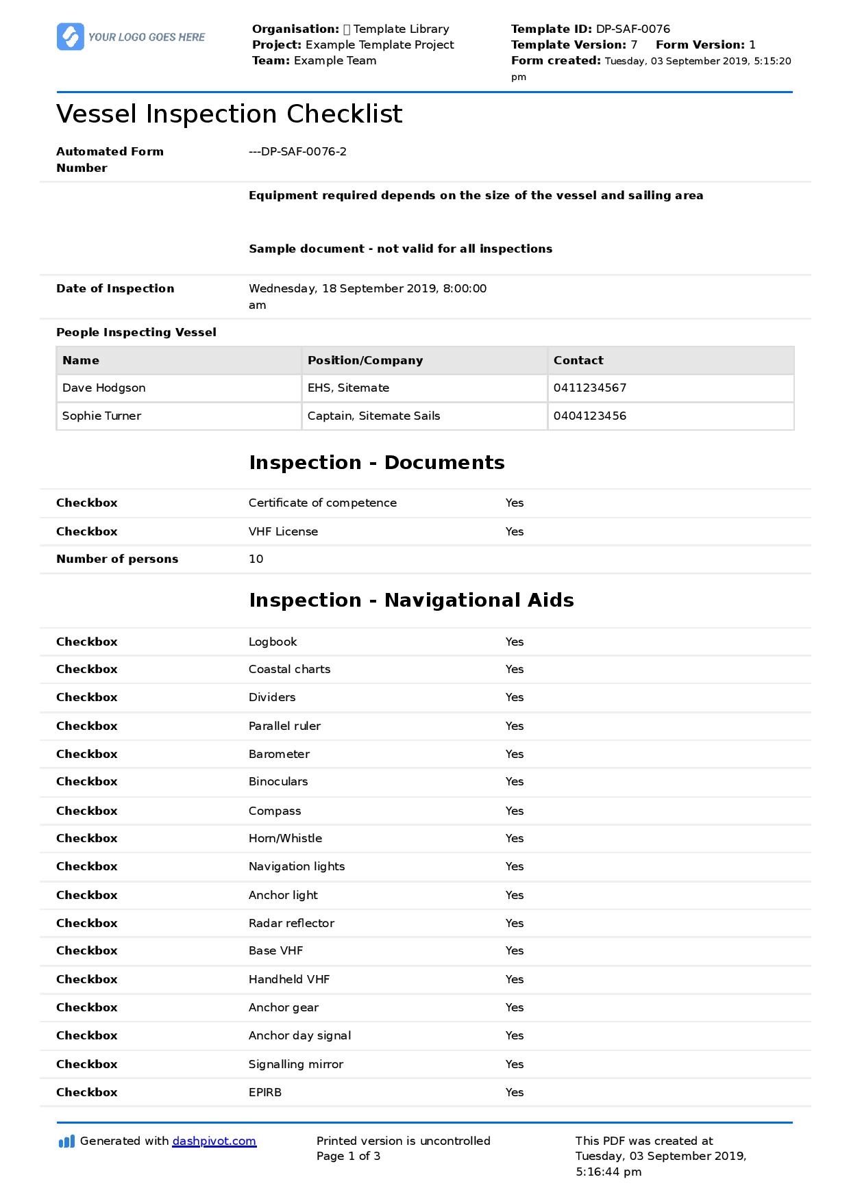 Vessel Inspection Checklist Smarter Than PDF