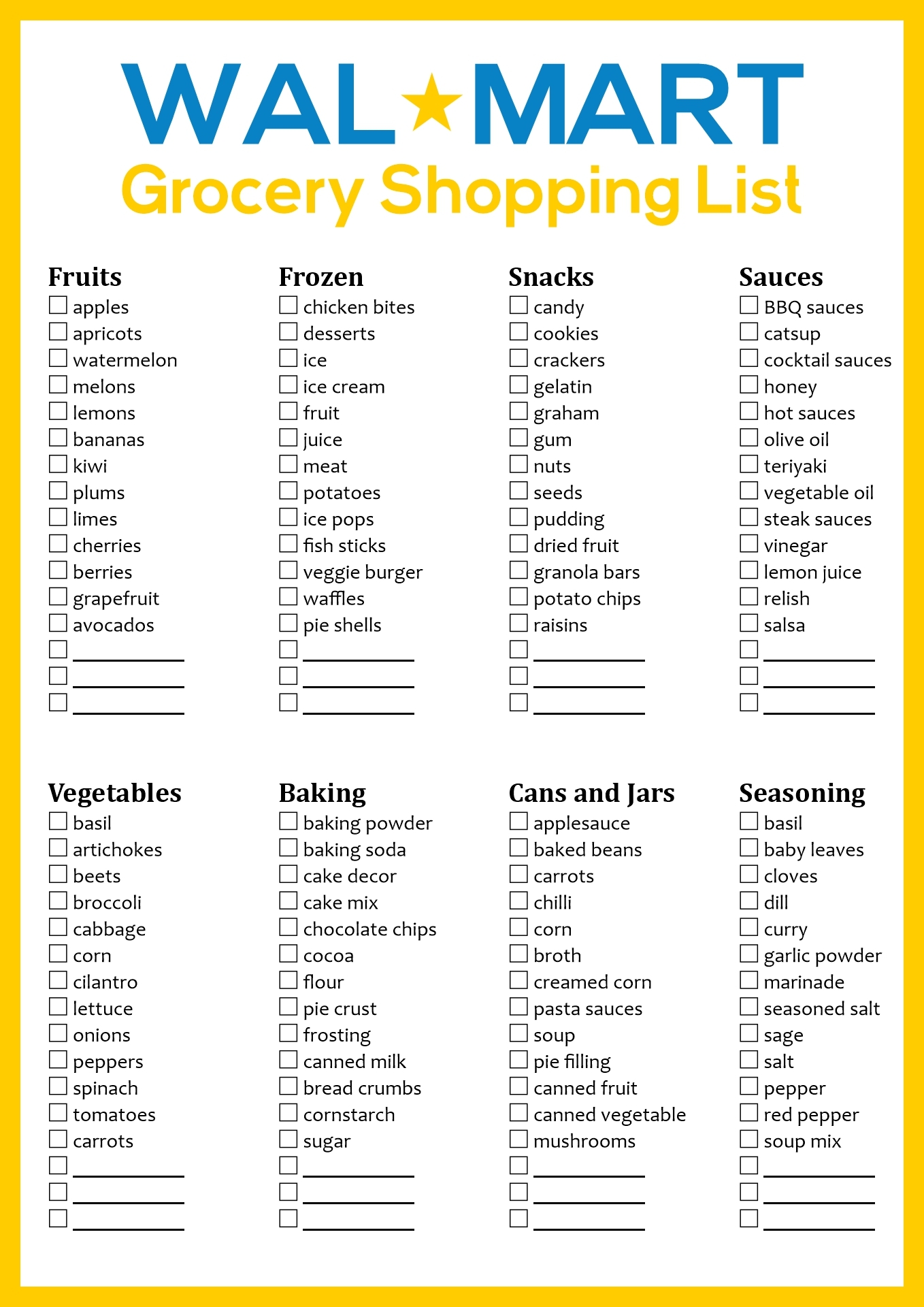 Walmart Grocery List 18 Free PDF Printables Printablee