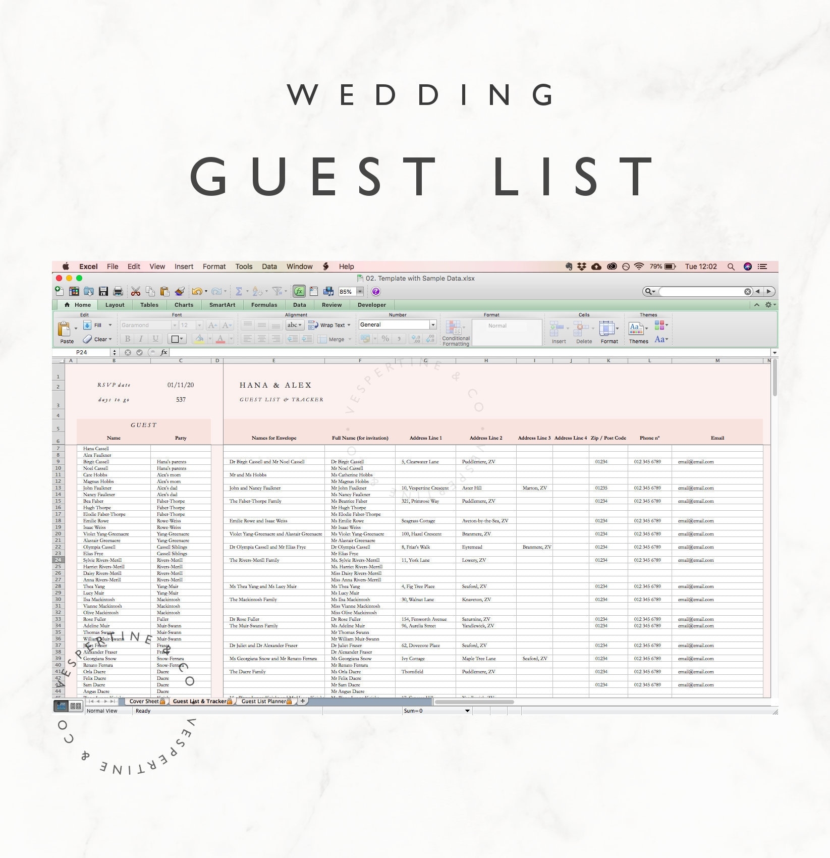 Wedding Guest List Template