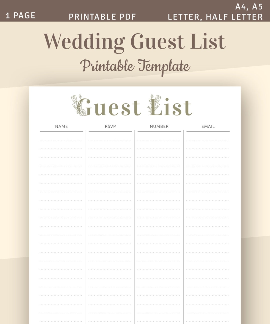 Wedding Guest List Printable Wedding Template Guest List Tracker Guest List Planner RSVP Tracker A4 A5 Letter Half Letter PDF Etsy Wedding Guest List Printable Wedding Template Guest List Tracker Guest List Planner RSVP Tracker A4 A5 Letter Half Letter PDF Etsy
