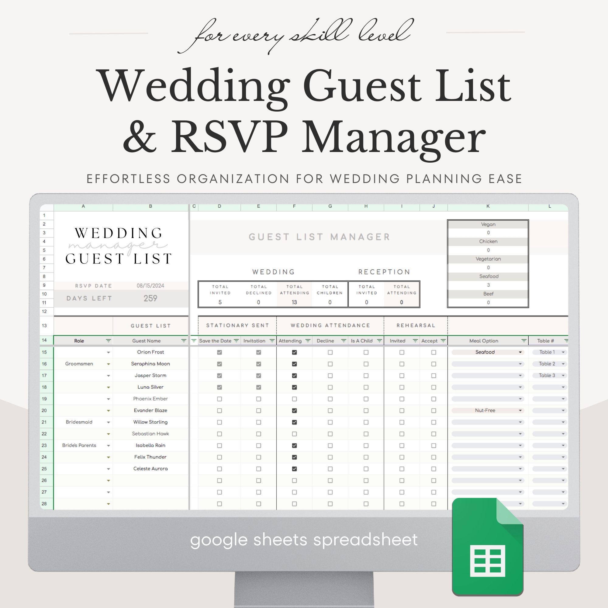 Wedding Spreadsheet Guest List Templates Wedding Spreadsheet Guest List Templates