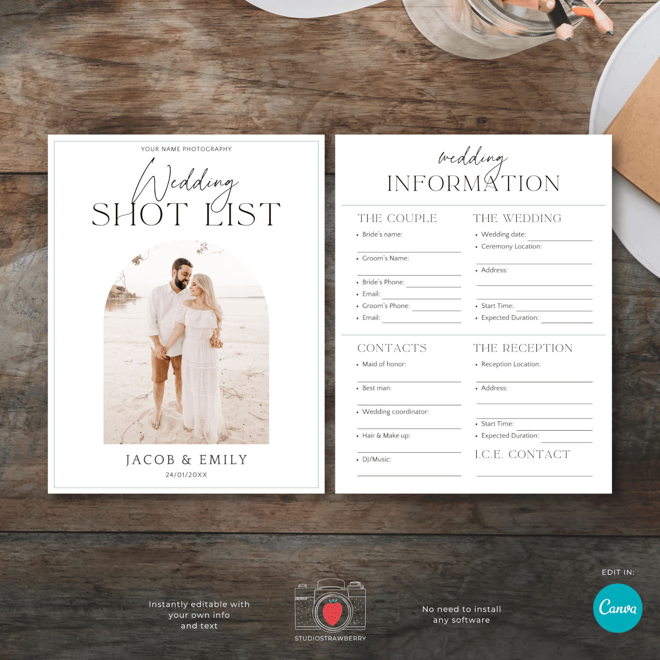 Wedding Photography Shot List Template Strawberry Kit