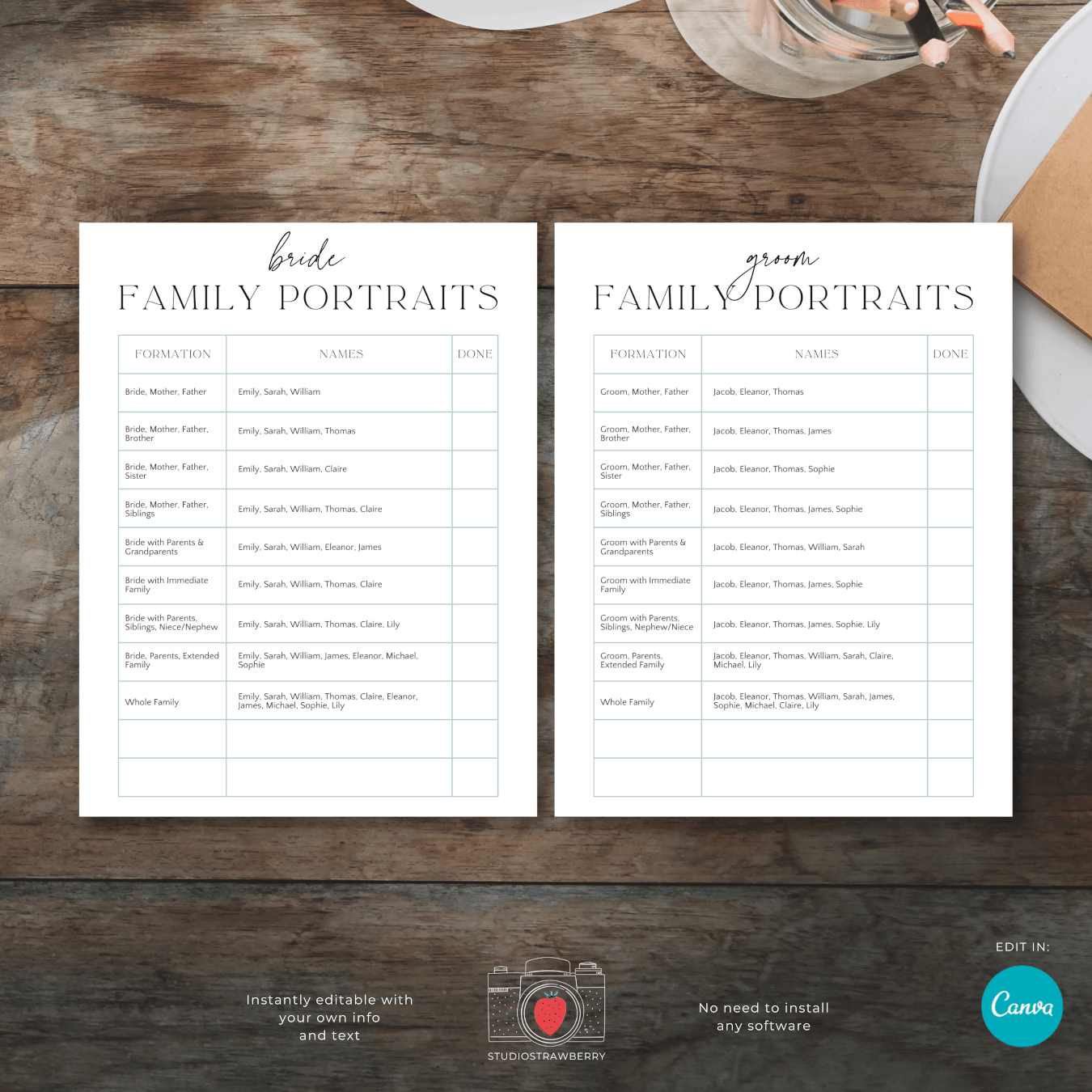 Wedding Photo Shot List Template