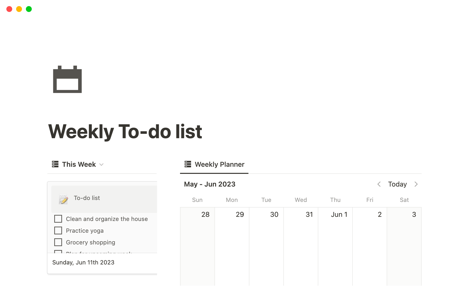 To Do List Template Weekly