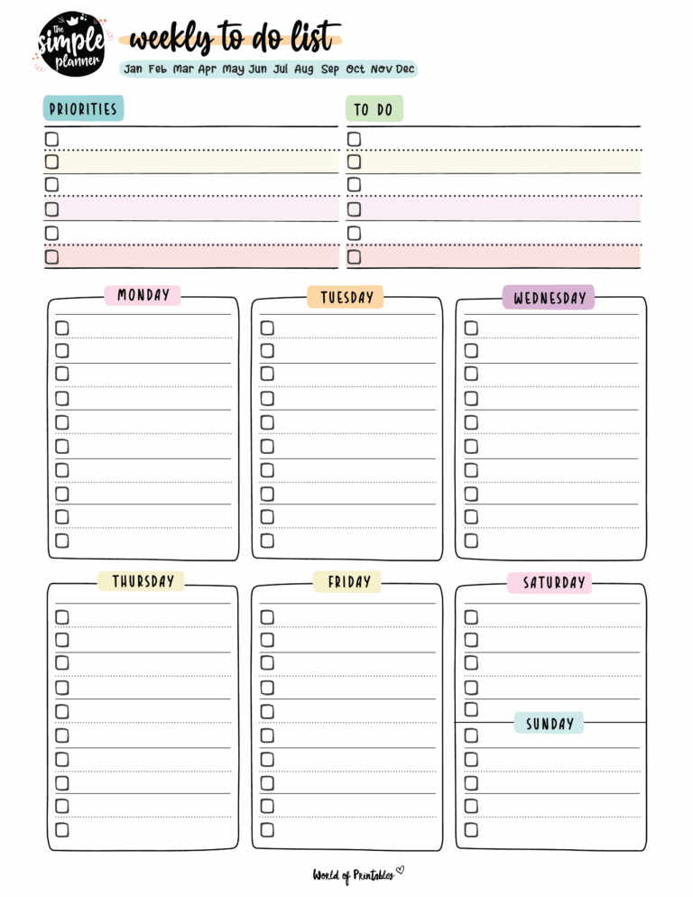 Weekly To Do List Templates World Of Printables