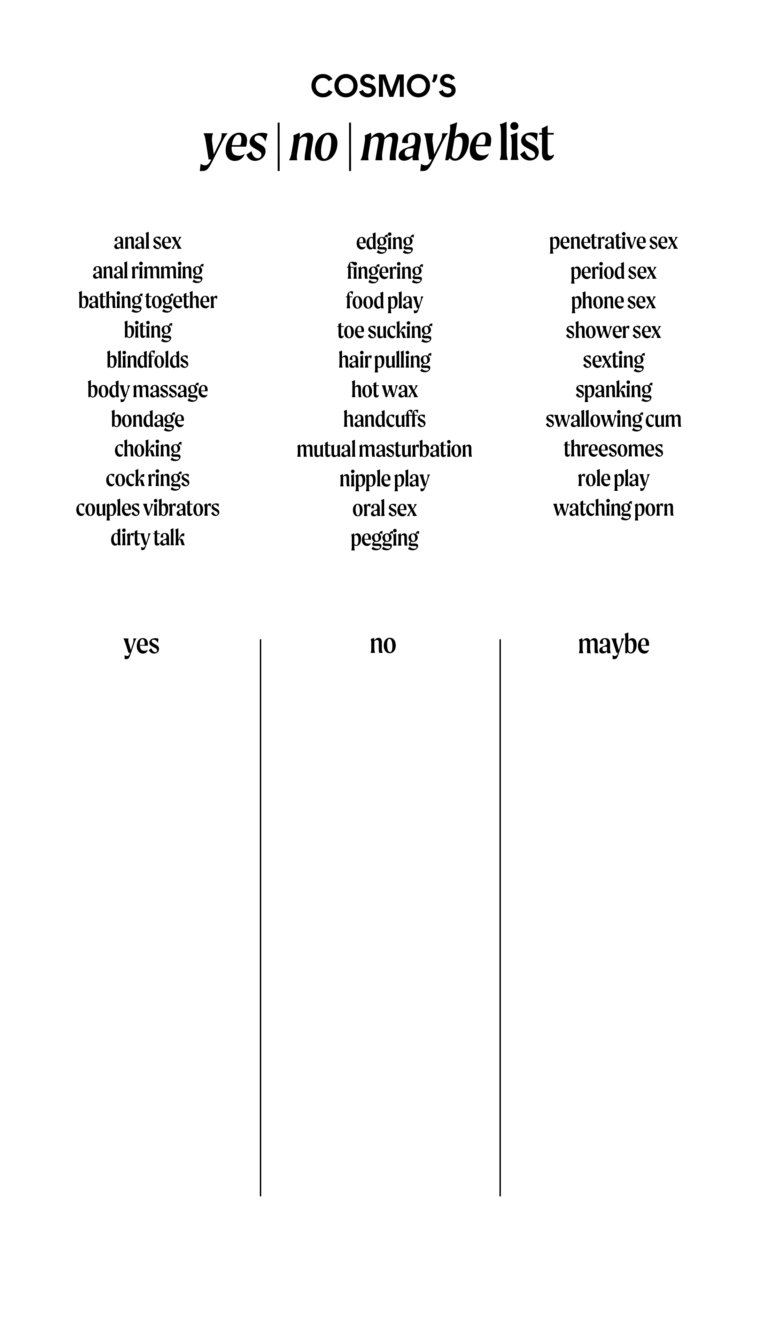 What s A Yes No Maybe Sex List How To Make A Yes No Maybe List