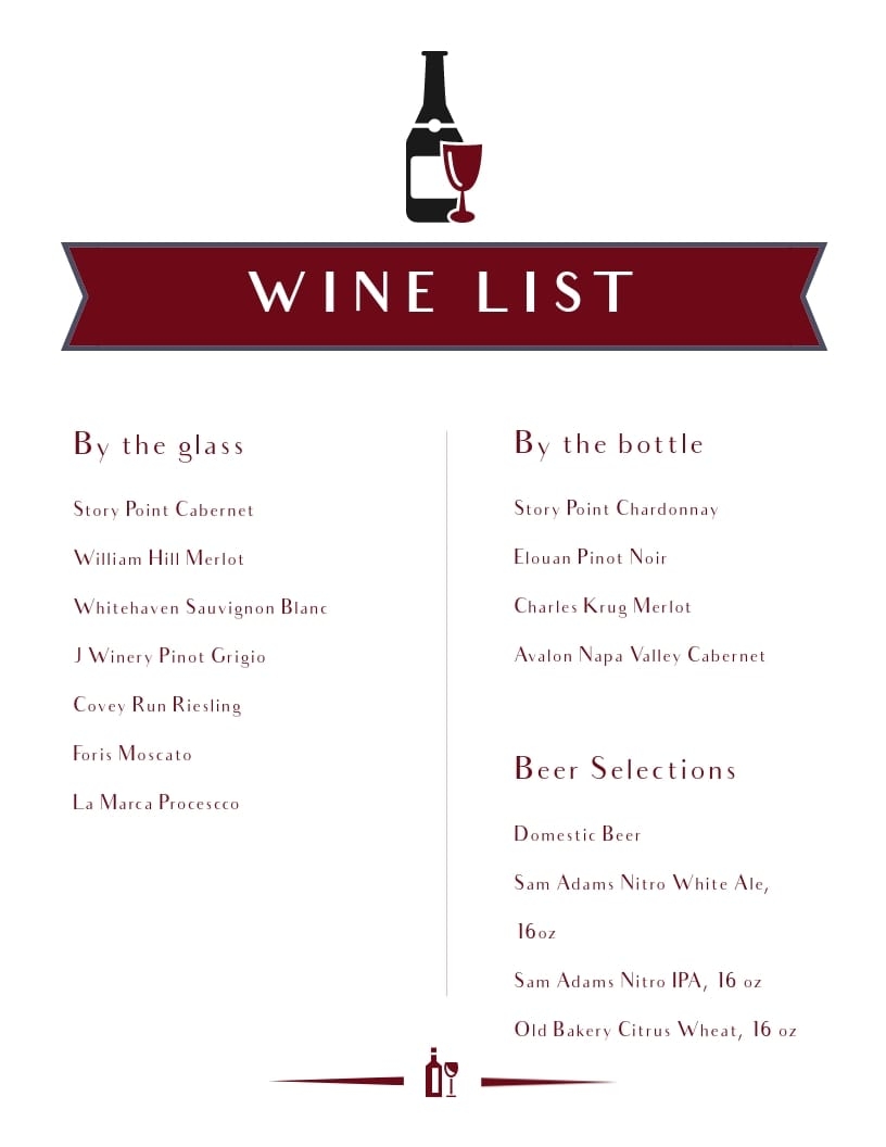 Wine List Menu Template Visme