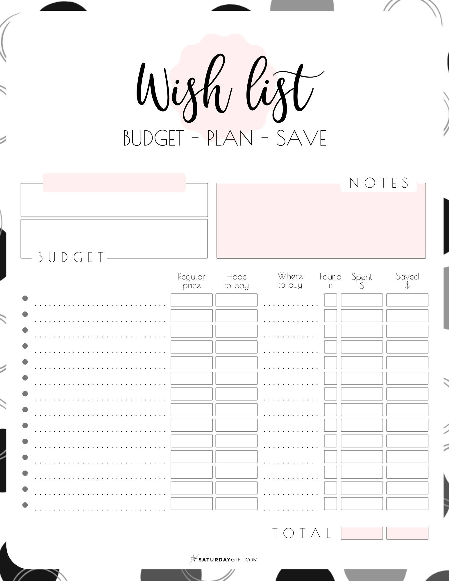 Wish List Printable That Can Help You Budget Plan And Save Money