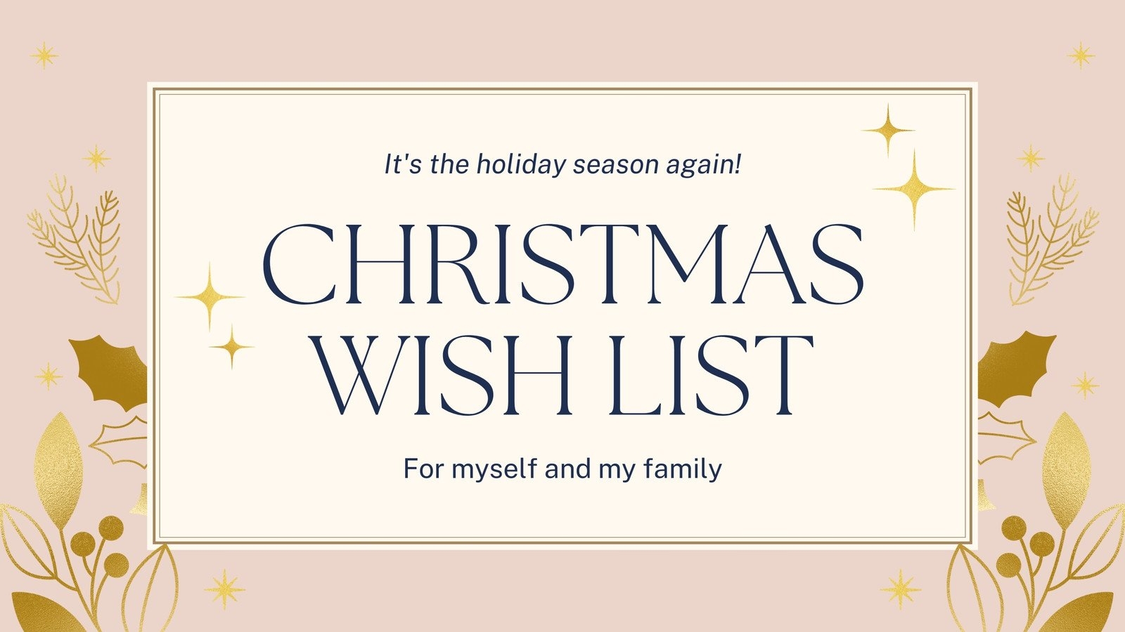 Wishlist Christmas Presentation In Light Pink Blue Gold Classy Elegant Style