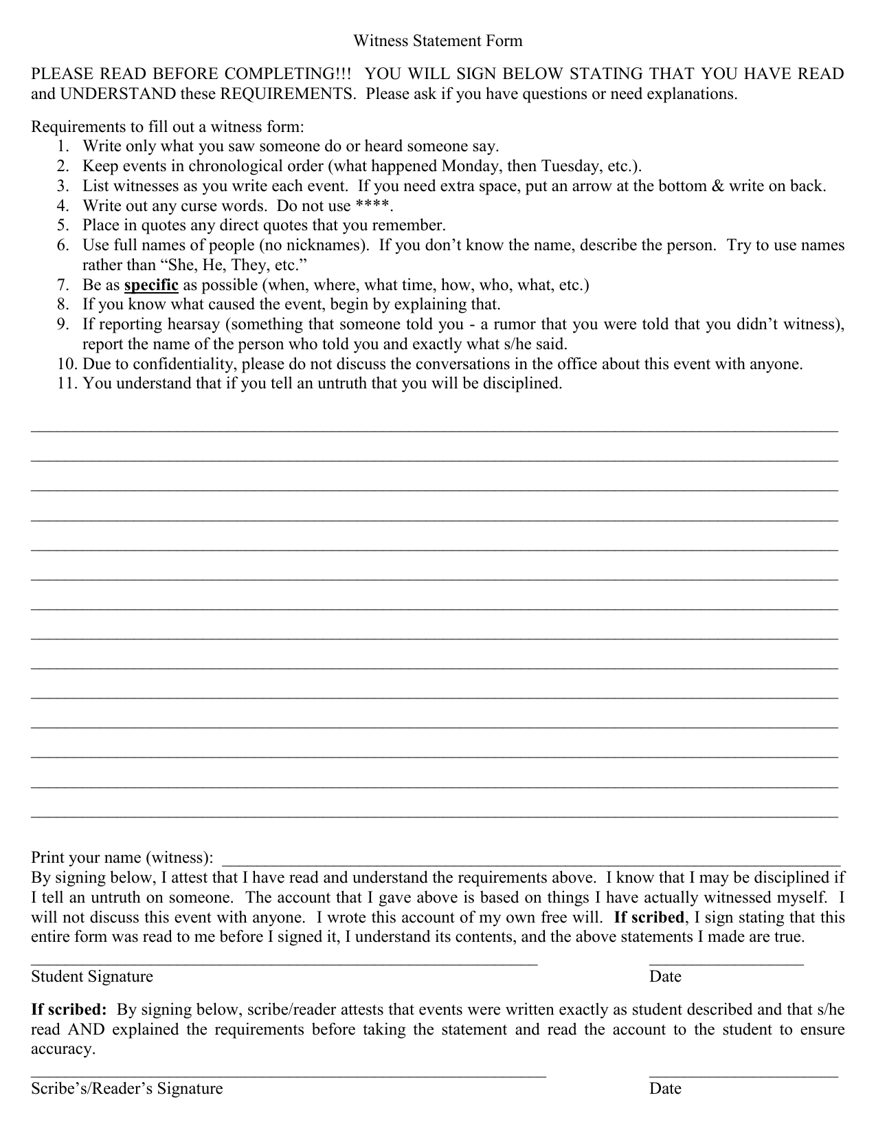 Witness List Template