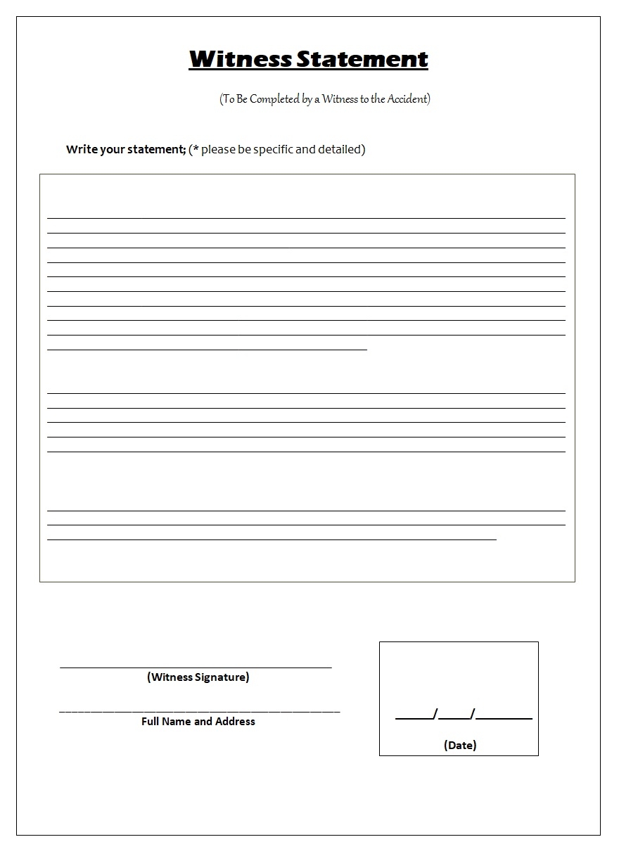 Witness Statement Template Free Word U0026 Excel Templates