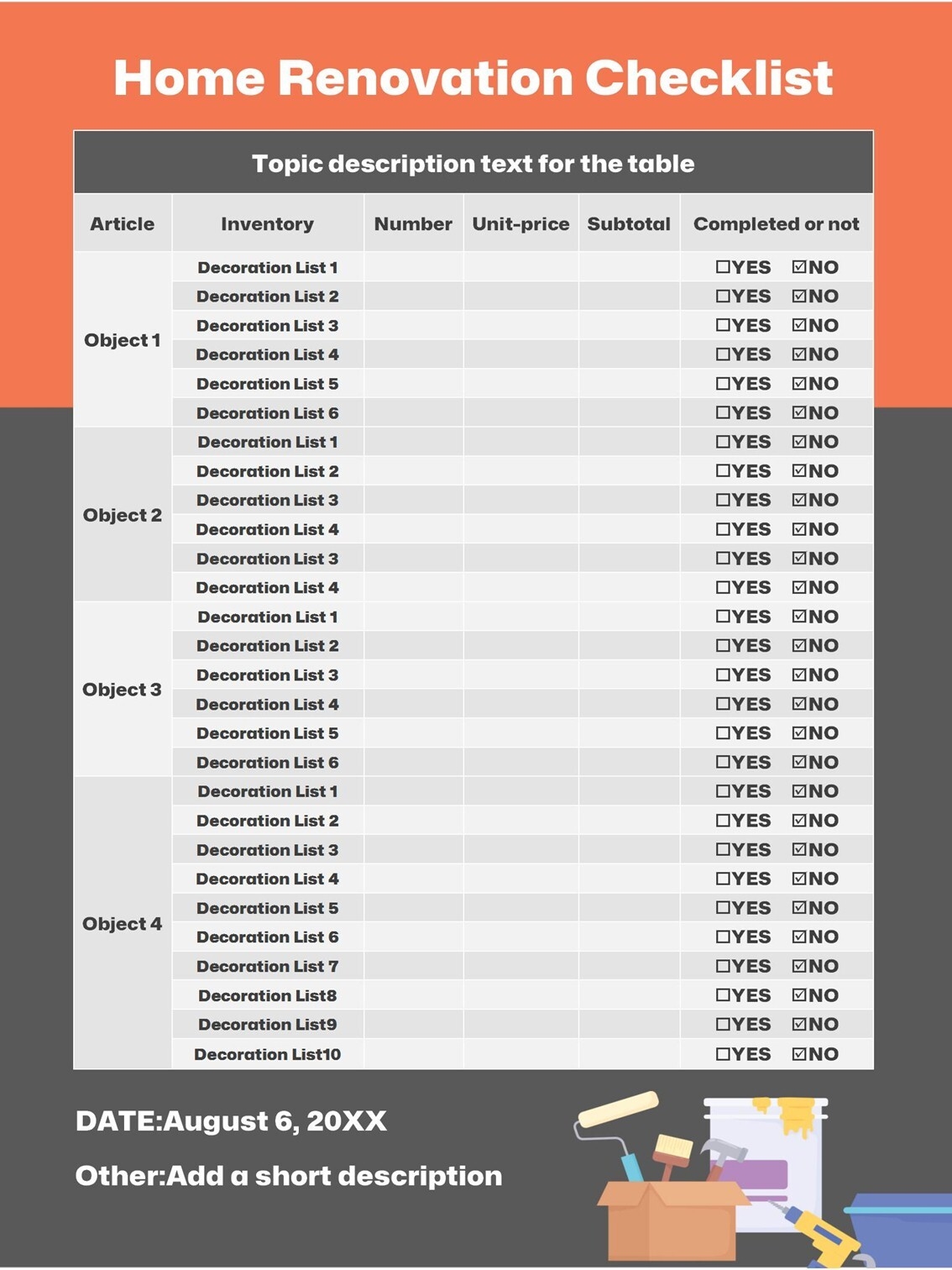 WORD Of Home Renovation Checklist docx WPS Free Templates